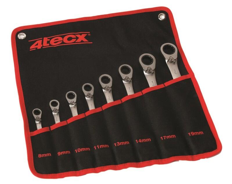 Ring ratchet wrench set 8 - 19mm 8-piece in roller bag