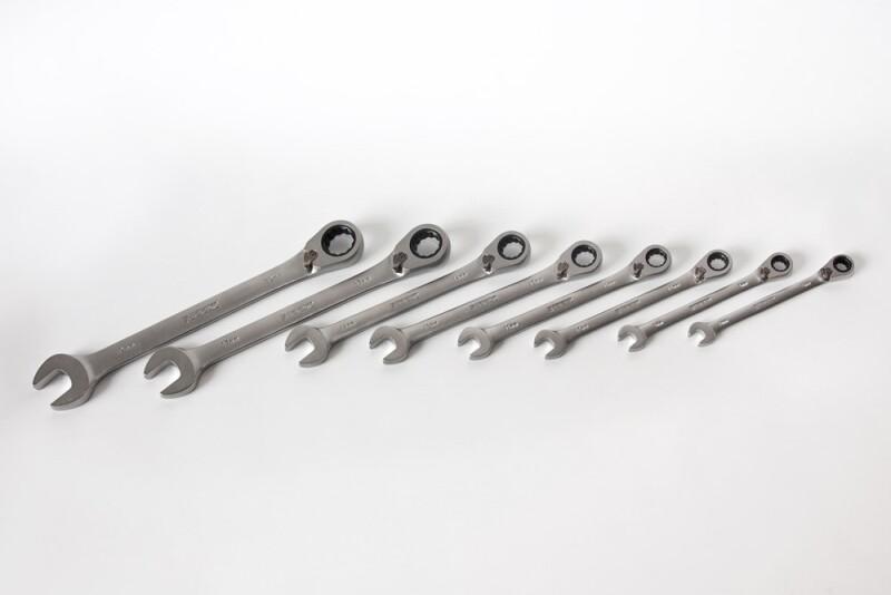 Ring ratchet wrench set 8 - 19mm 8-piece in roller bag